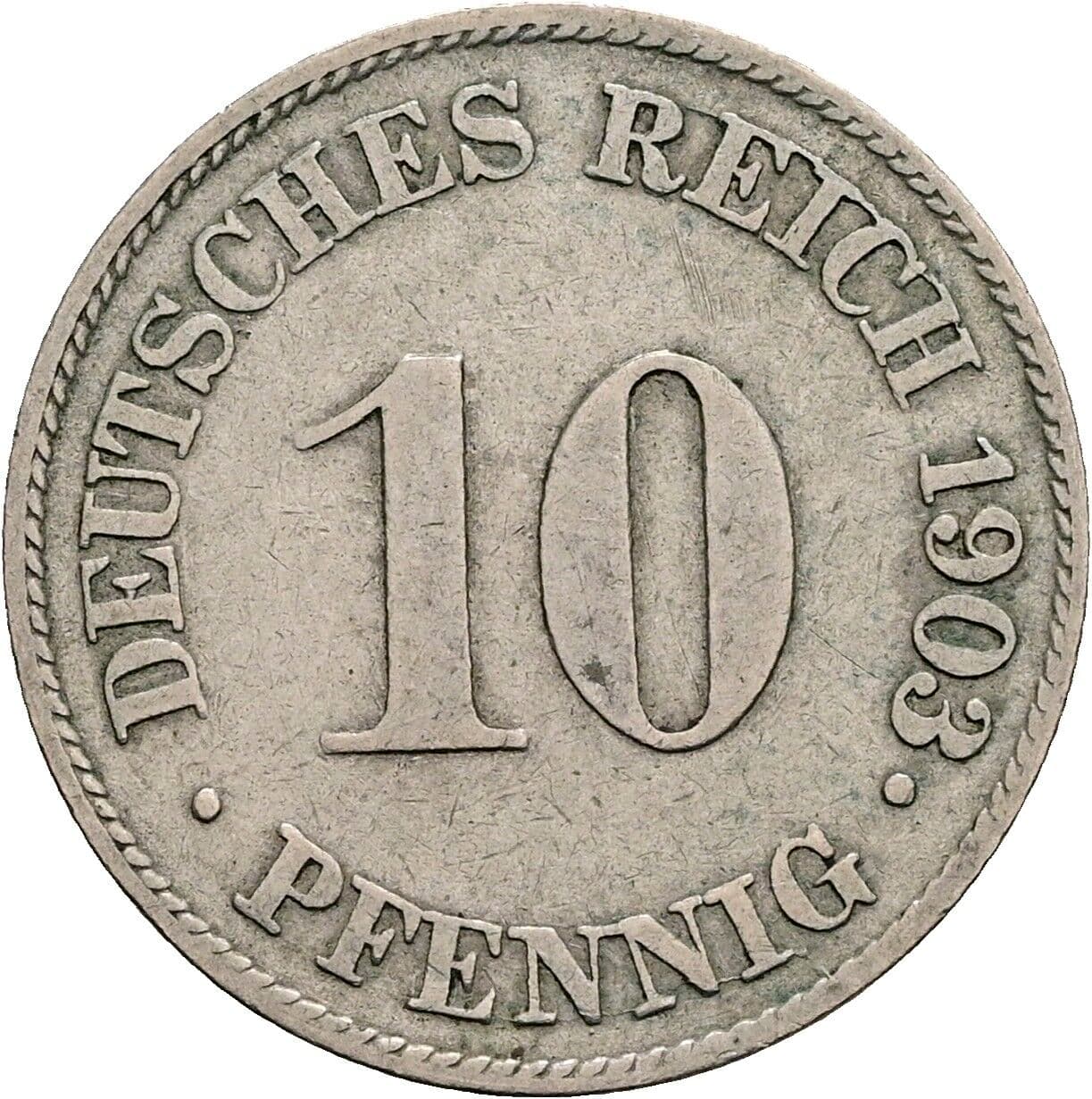 10 Pfennig 1903 J – Vorderseite