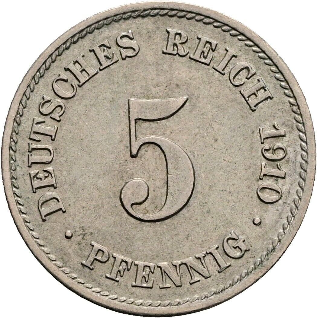 5 Pfennig 1910 E – Vorderseite