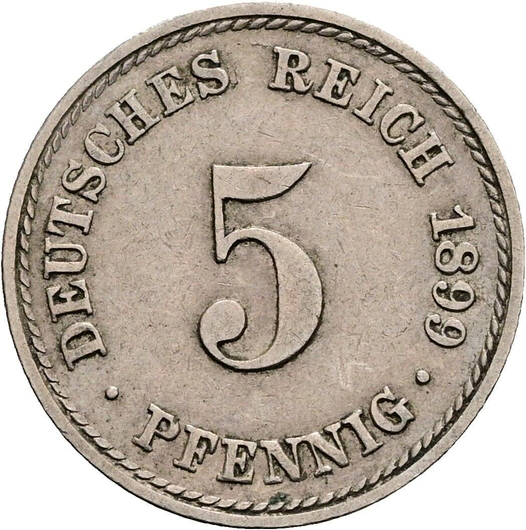 5 Pfennig 1899 A – Vorderseite