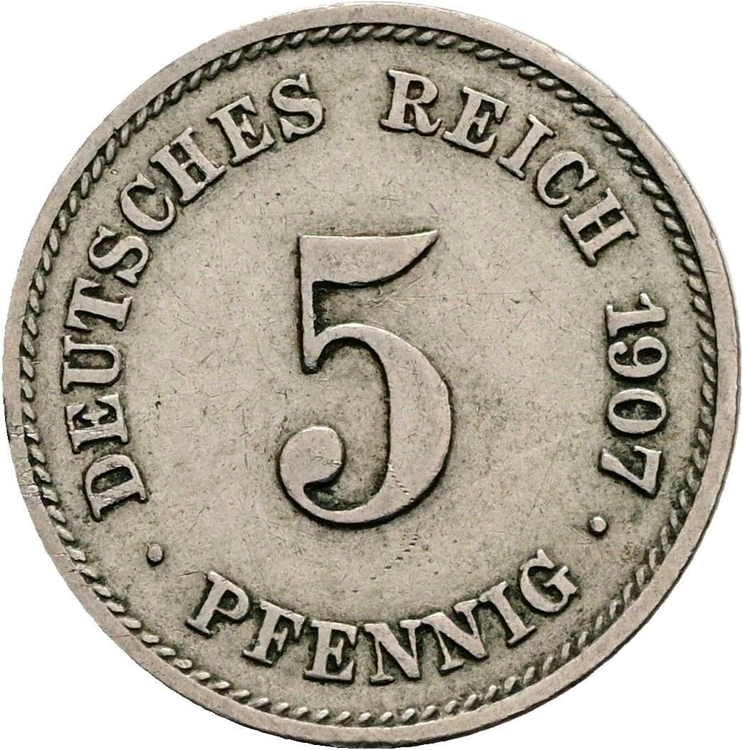 5 Pfennig 1907 G – Vorderseite