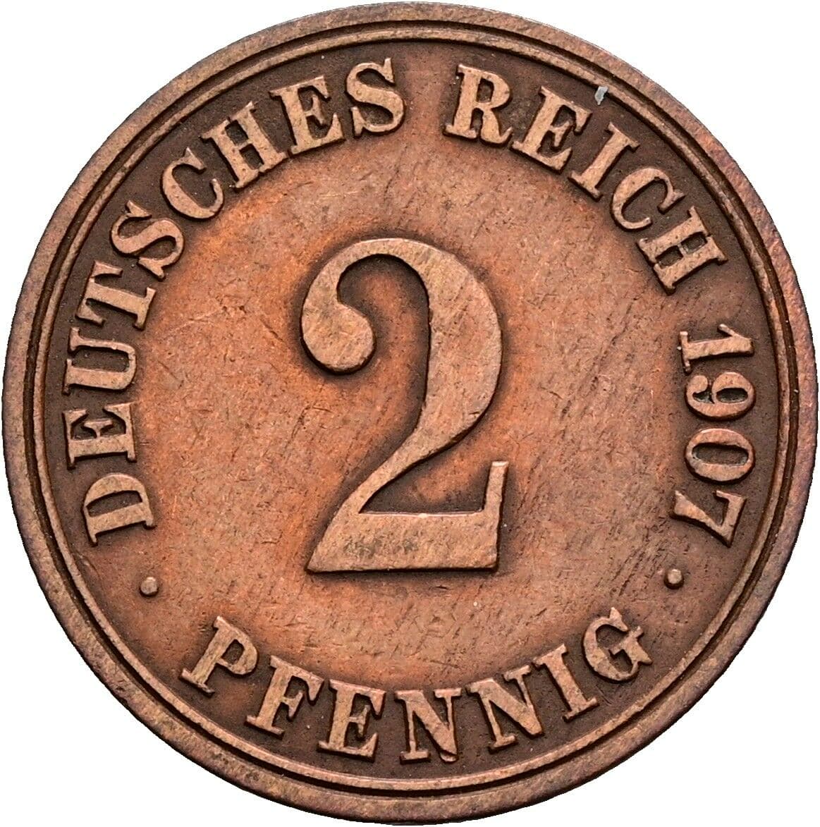 2 Pfennig 1907 A – Vorderseite