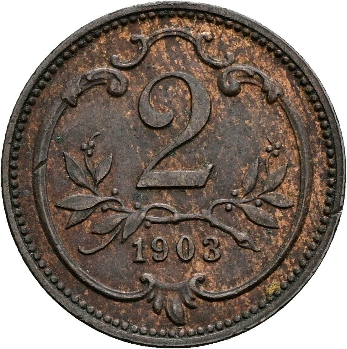 2 Heller Franz Joseph I. 1848-1916 1903 – Vorderseite