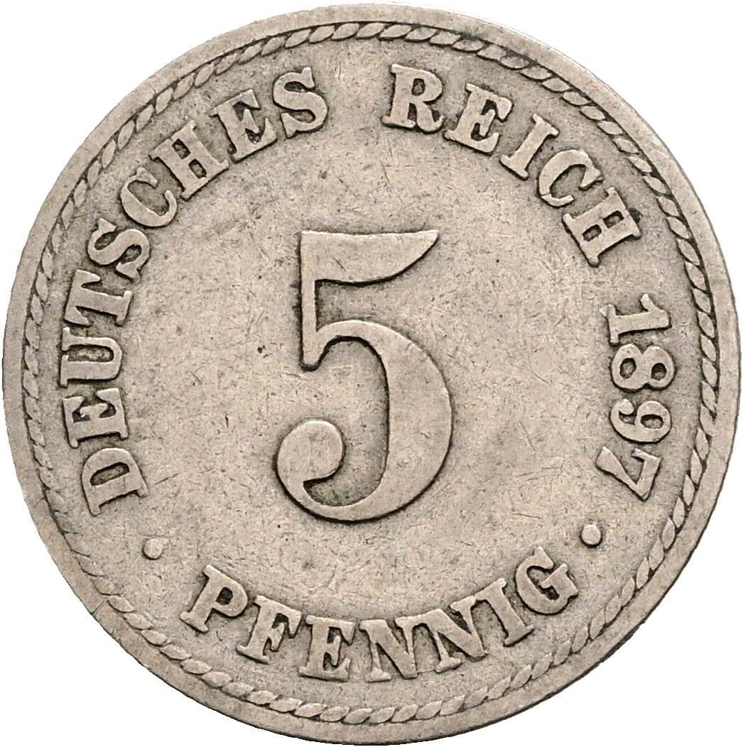 5 Pfennig 1897 A – Vorderseite
