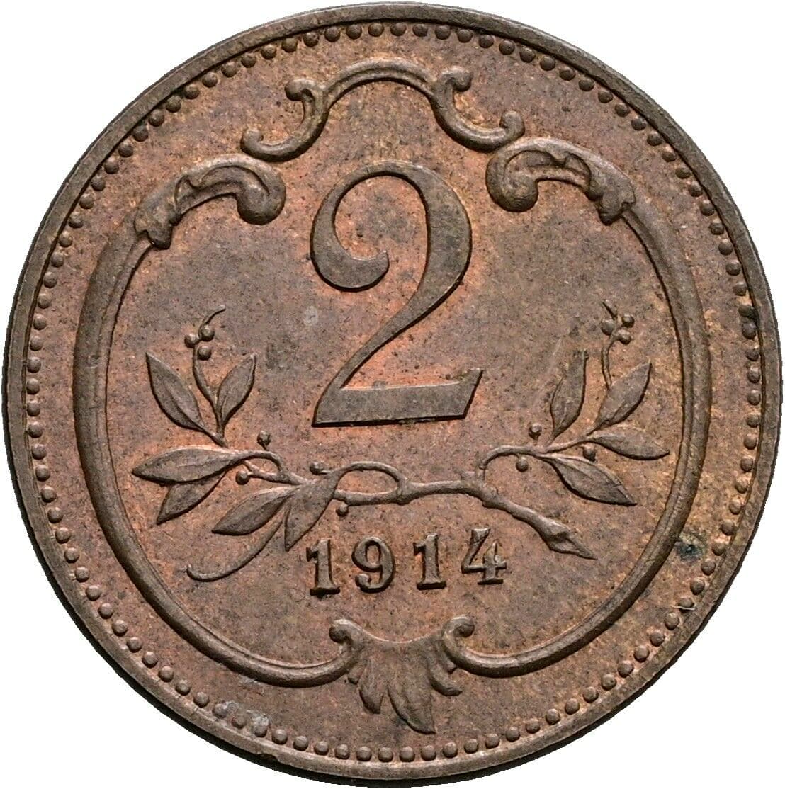 2 Heller Franz Joseph I. 1848-1916 1914 – Vorderseite