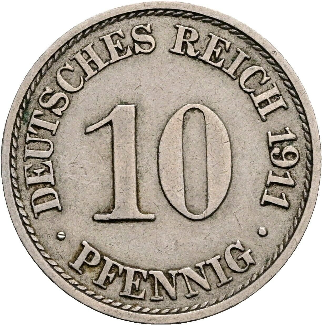 10 Pfennig 1911 A – Vorderseite