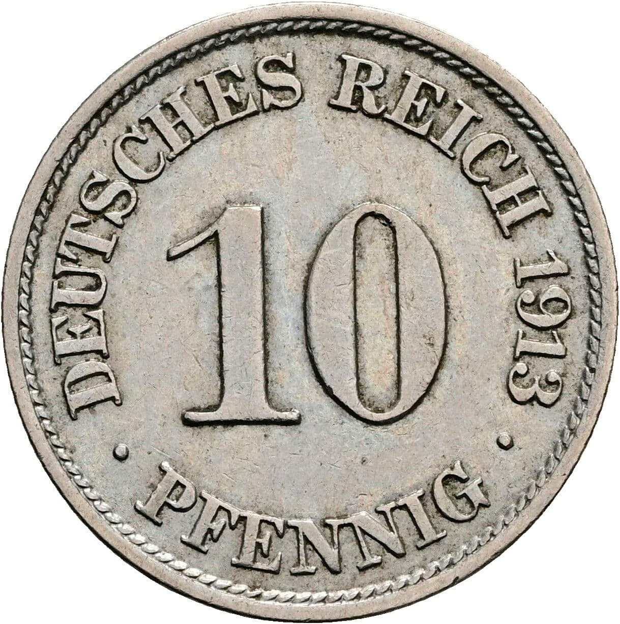 10 Pfennig 1913 J – Vorderseite