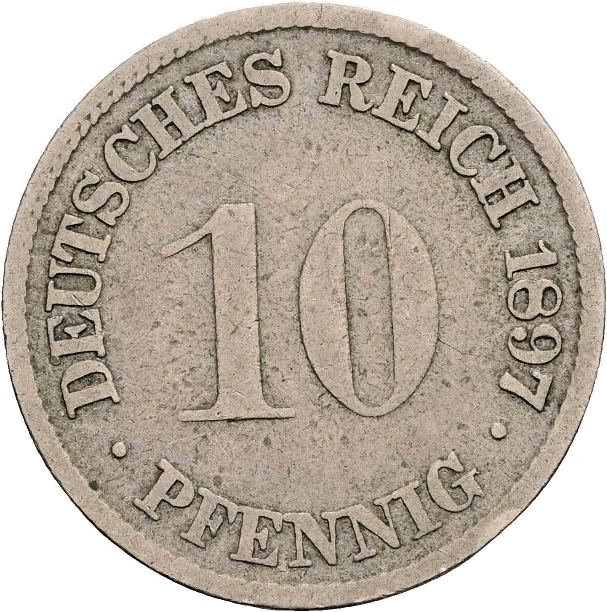10 Pfennig 1897 G – Vorderseite