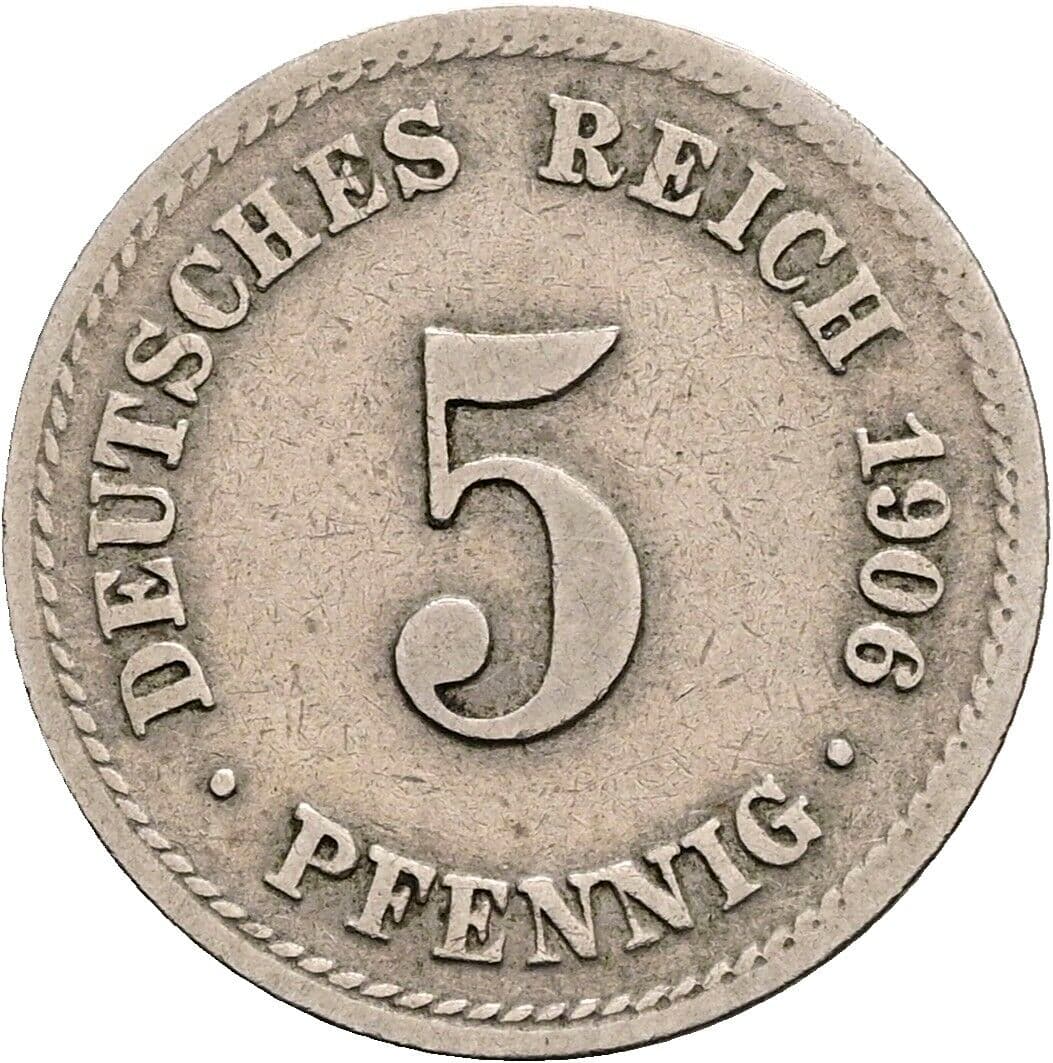 5 Pfennig 1906 A – Vorderseite