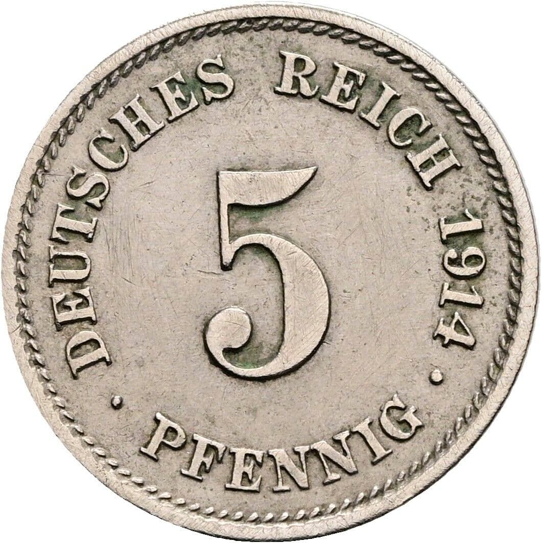 5 Pfennig 1914 G – Vorderseite