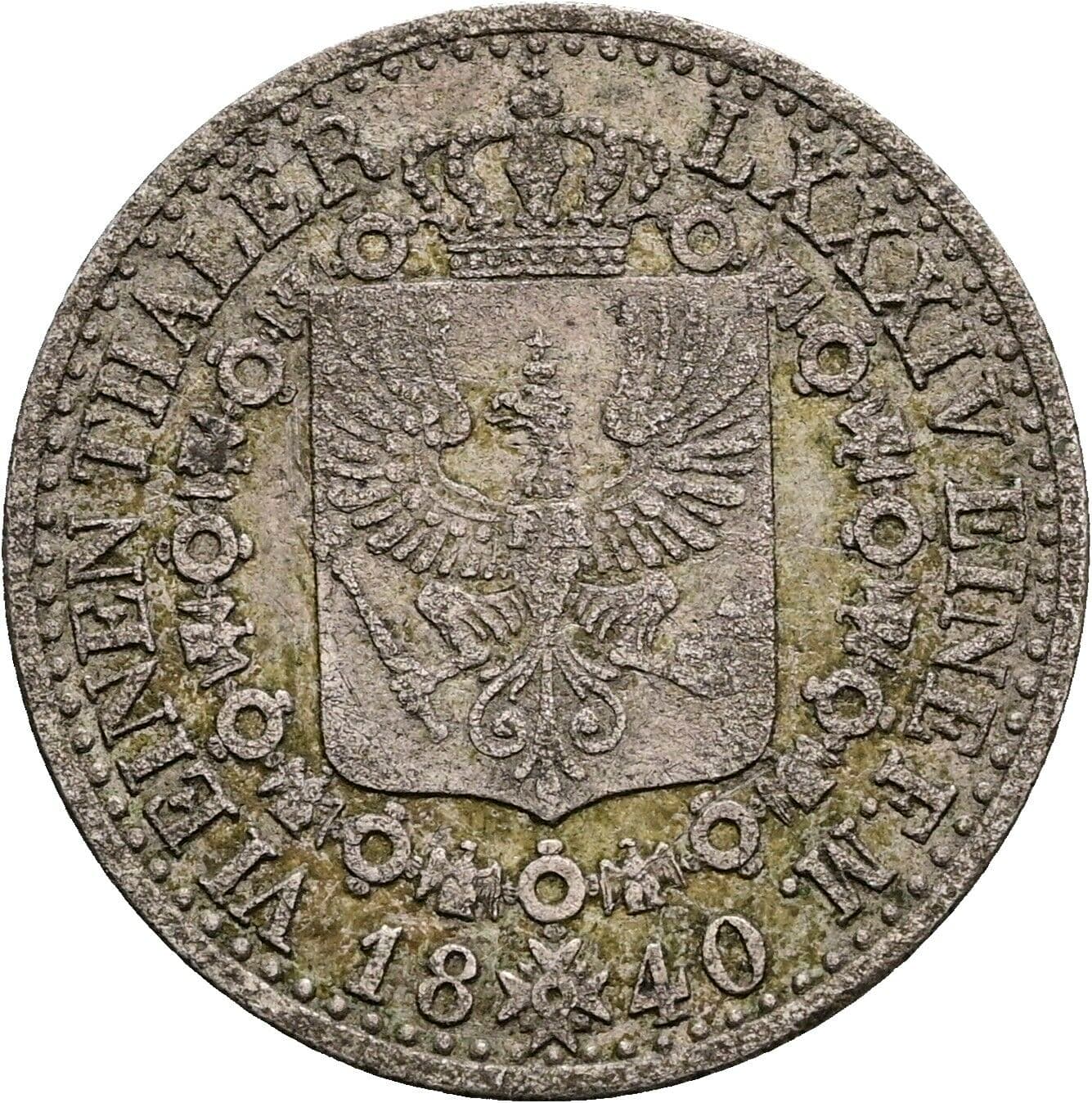 1/6 Taler Friedrich Wilhelm III. (1797-1840) 1840 A – Rückseite