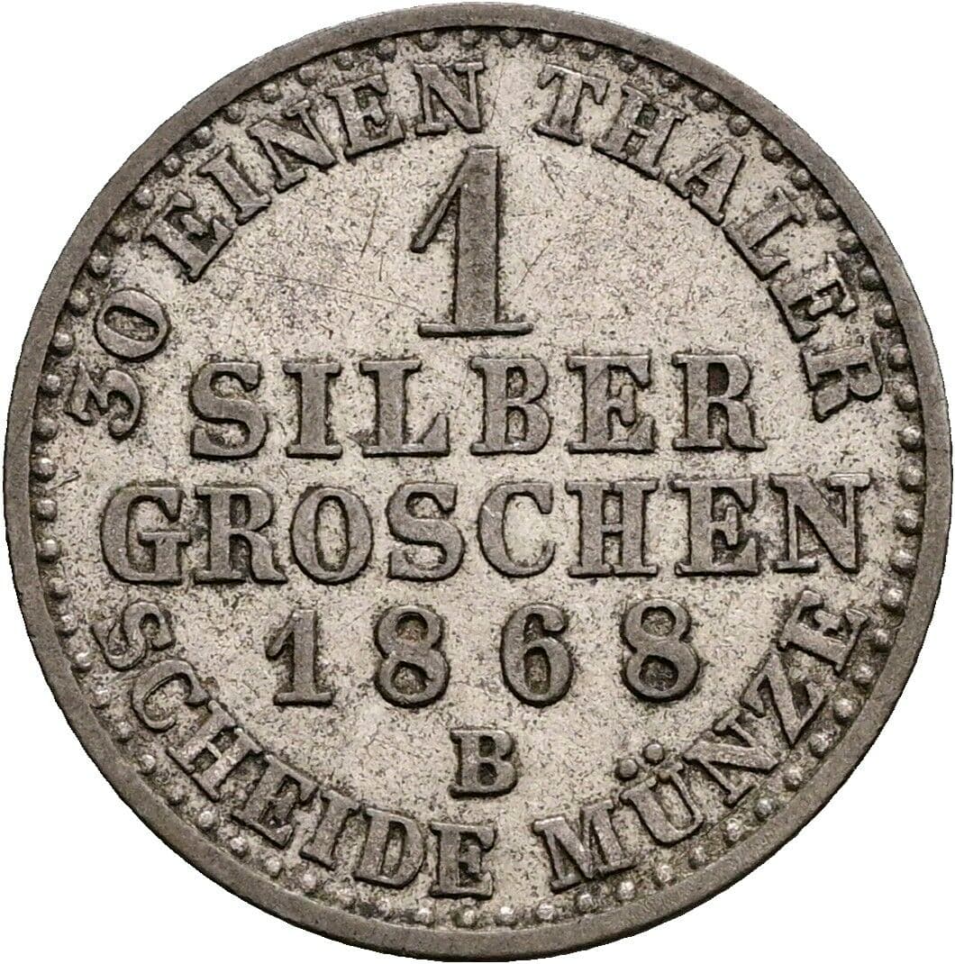 1 Silbergroschen Wilhelm I. 1868 B – Rückseite