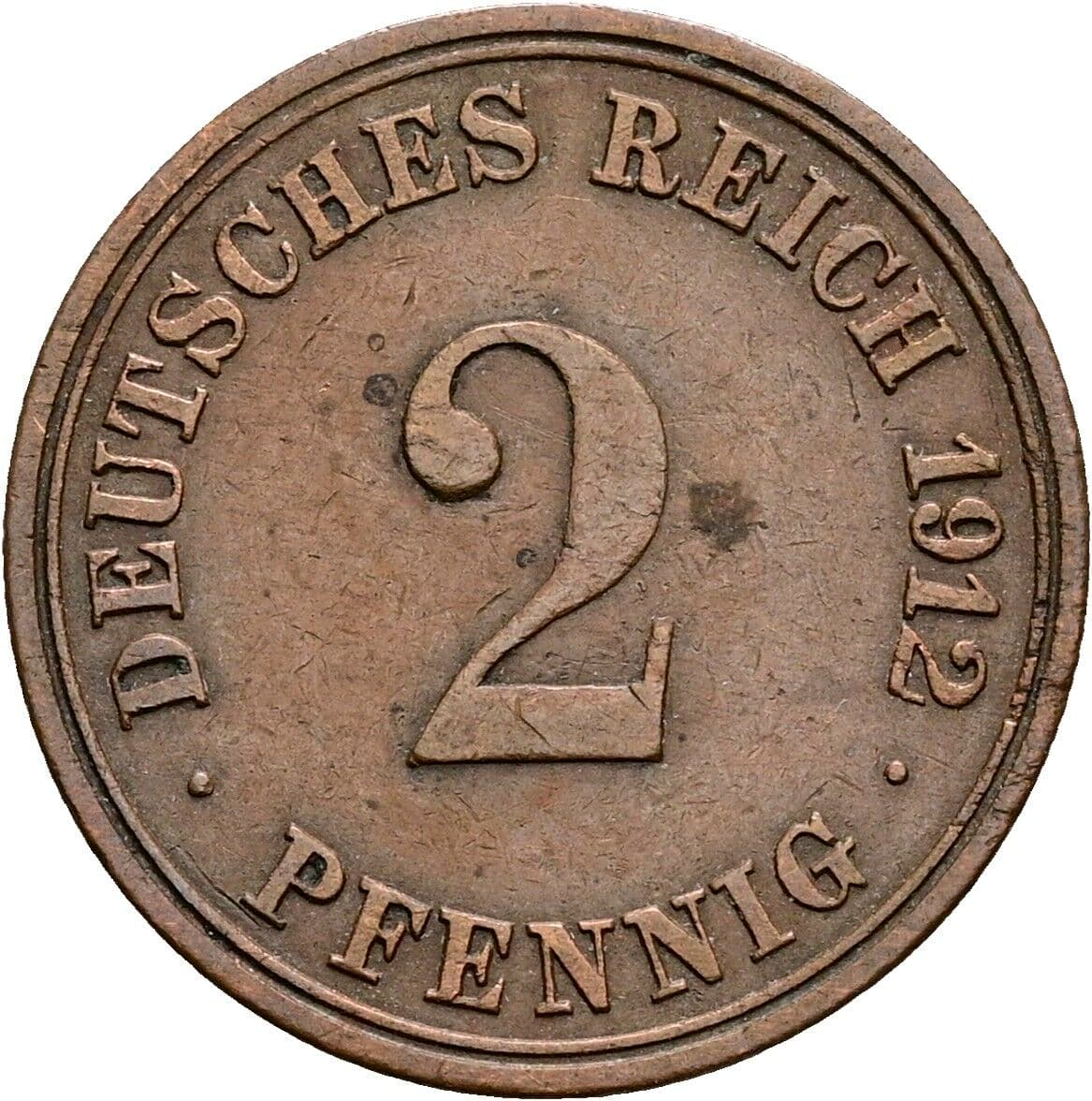 2 Pfennig 1912 A – Vorderseite