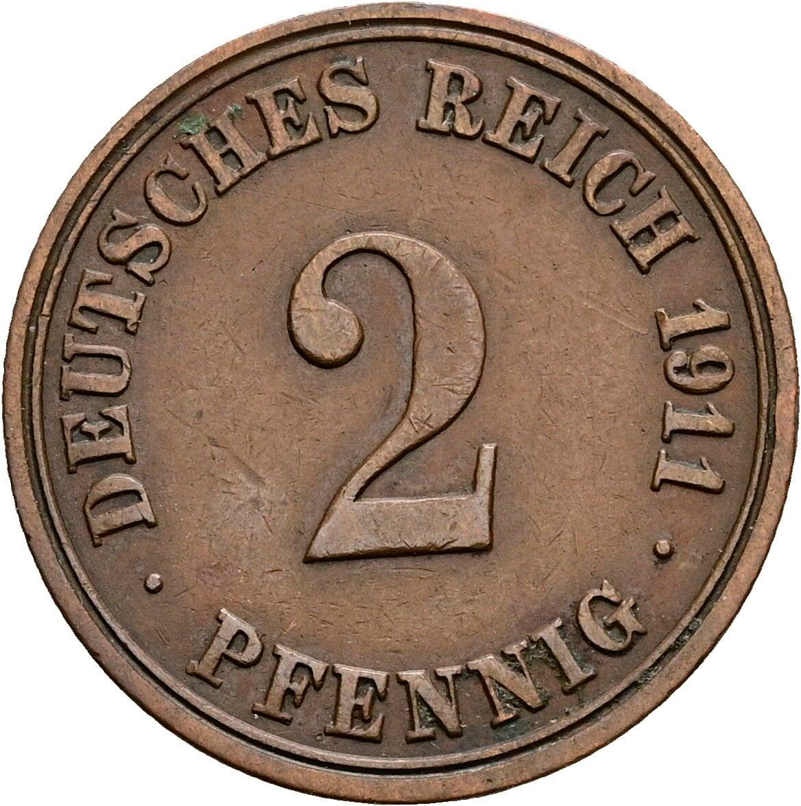 2 Pfennig 1911 A – Vorderseite