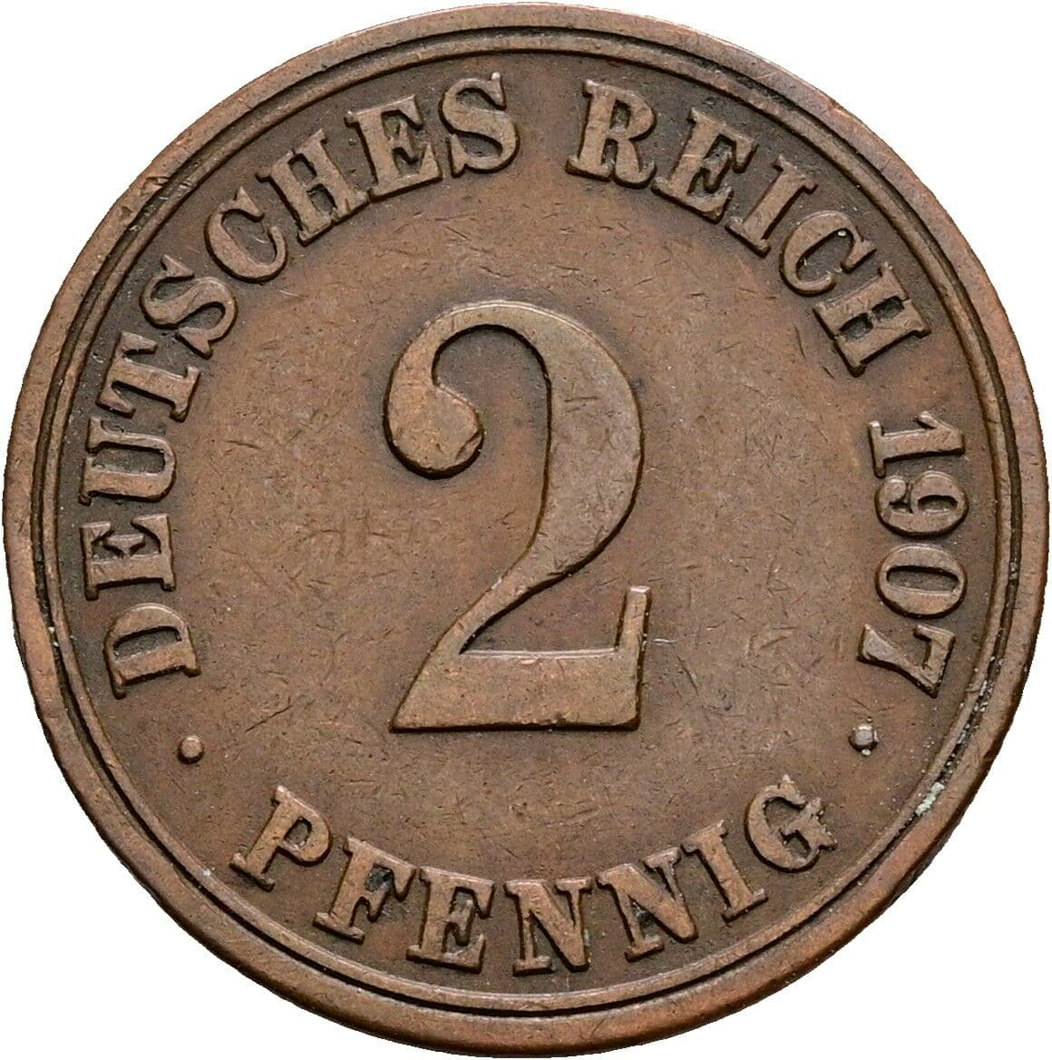 2 Pfennig 1907 A – Vorderseite