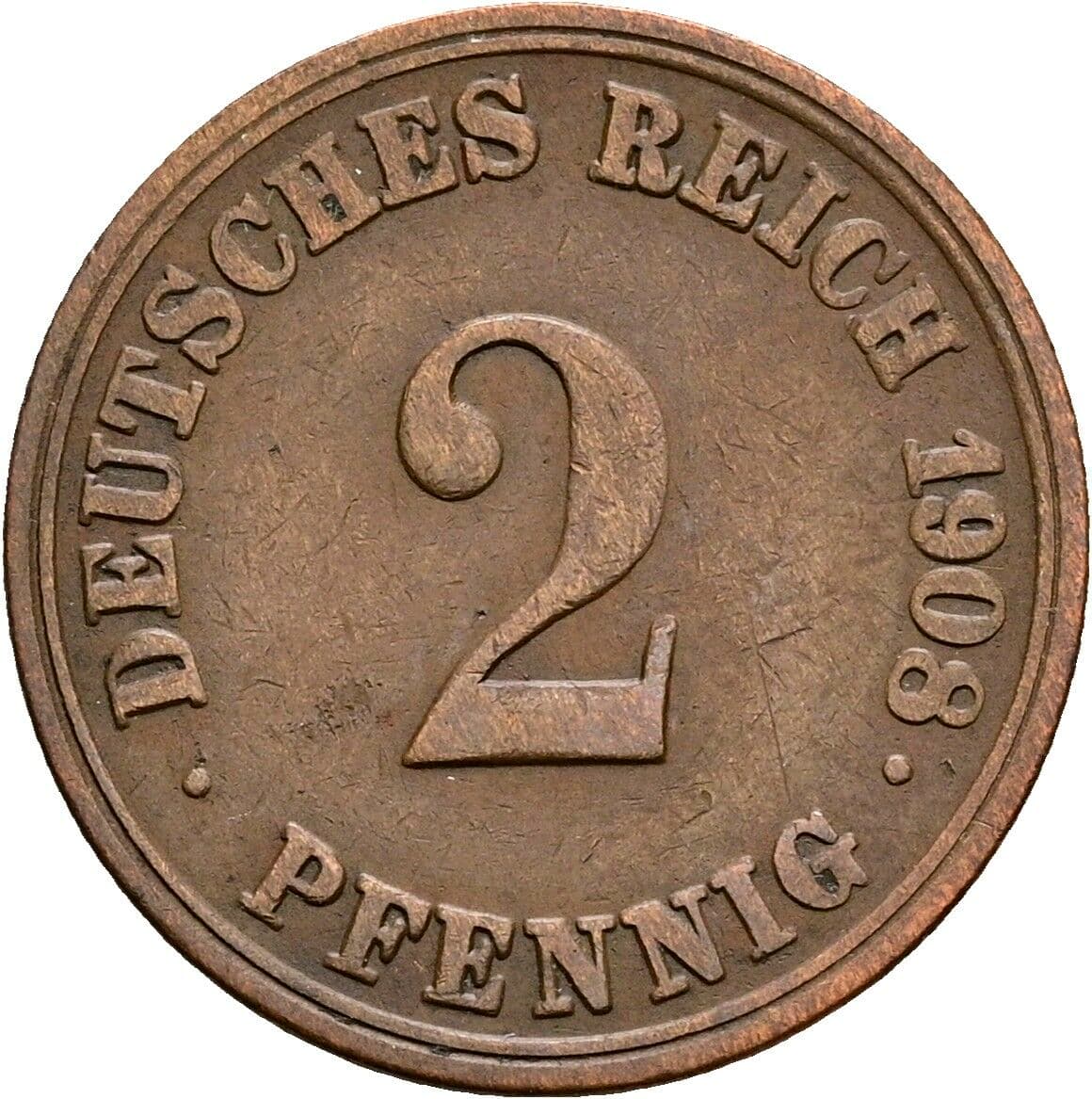 2 Pfennig 1908 A – Vorderseite