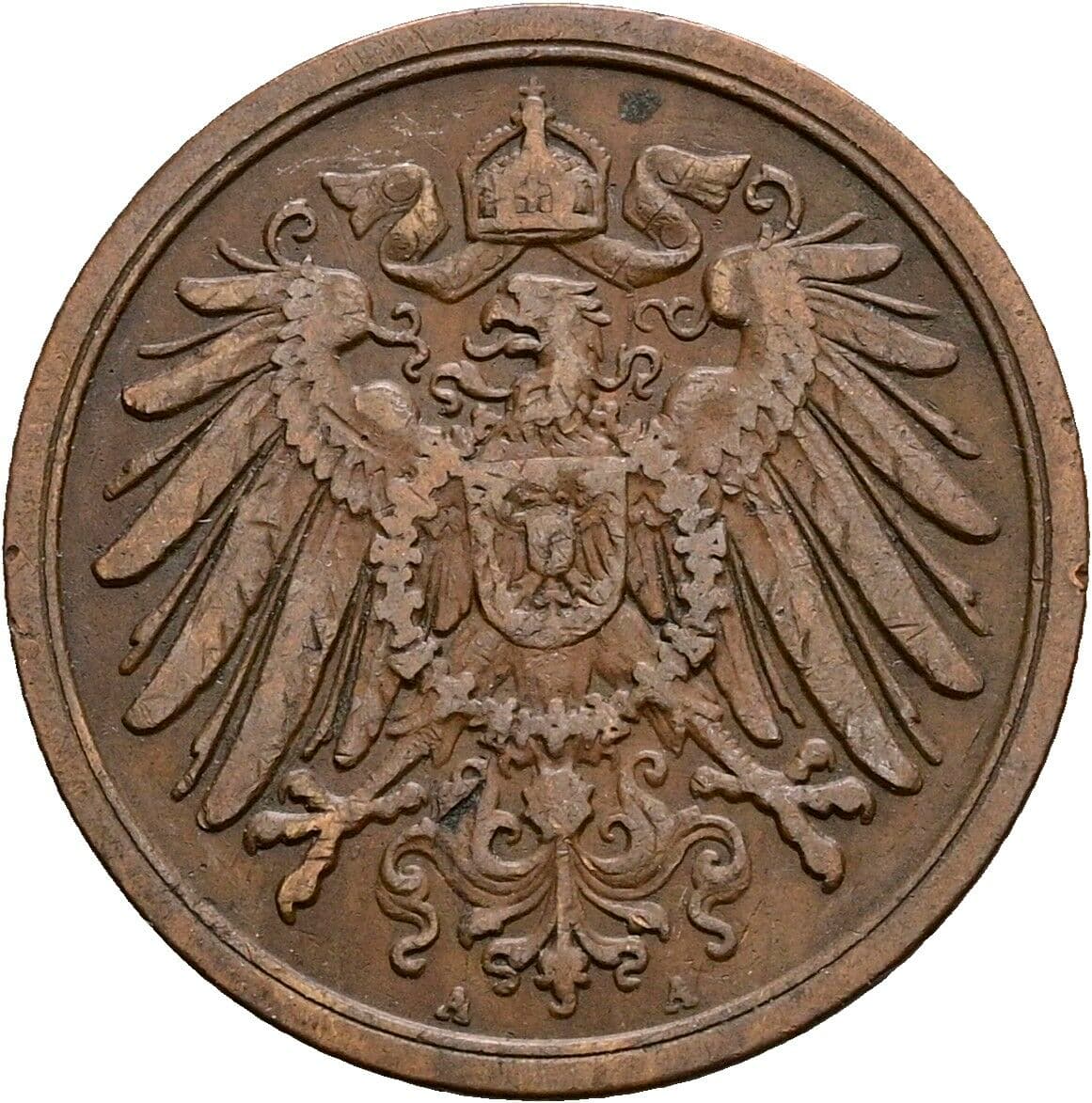 2 Pfennig 1907 A – Rückseite