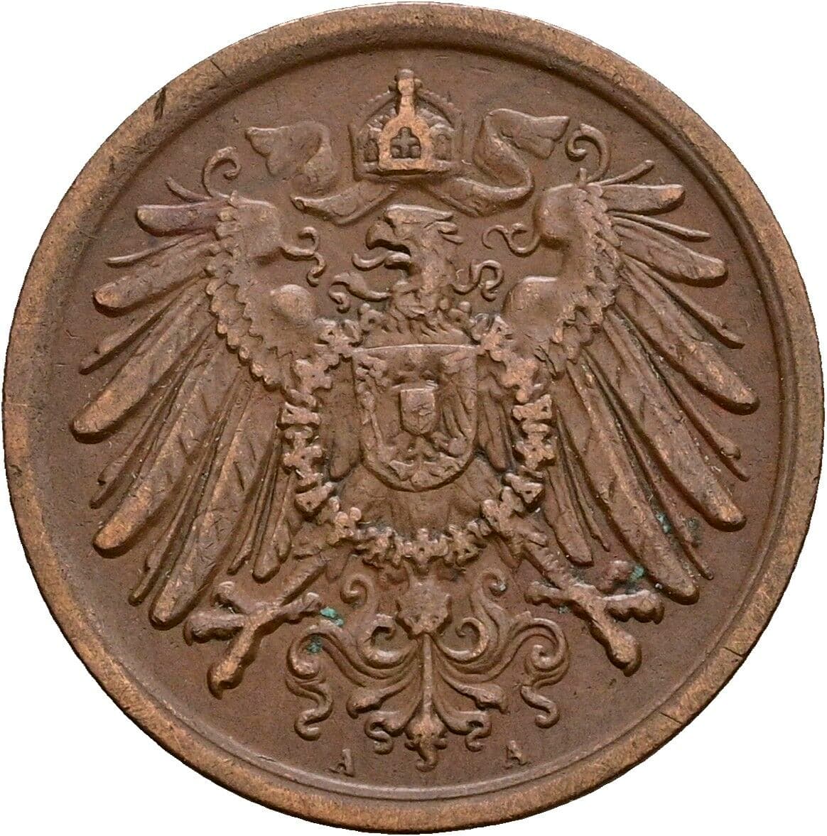 2 Pfennig 1907 A – Rückseite