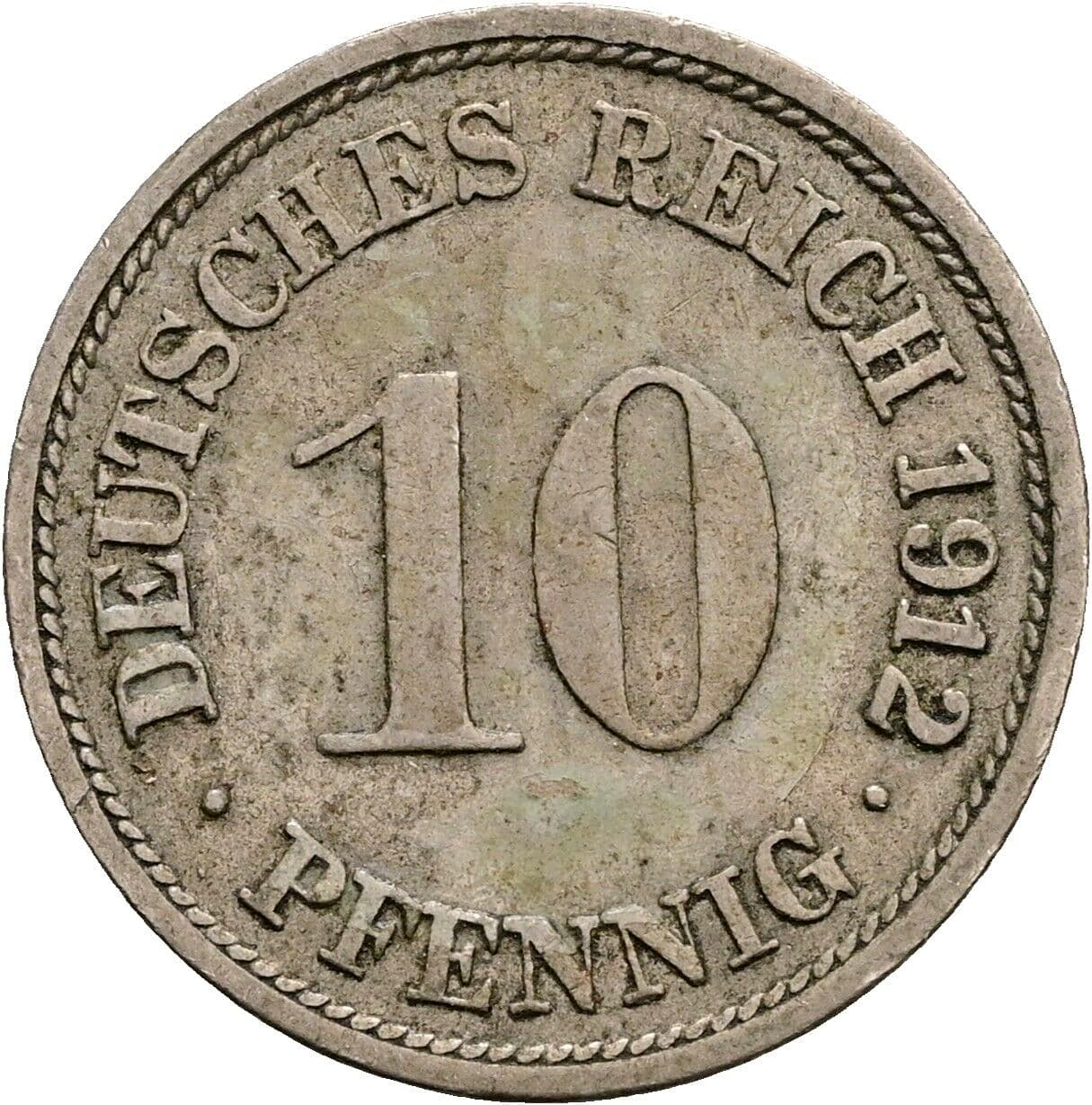 10 Pfennig 1912 F – Vorderseite