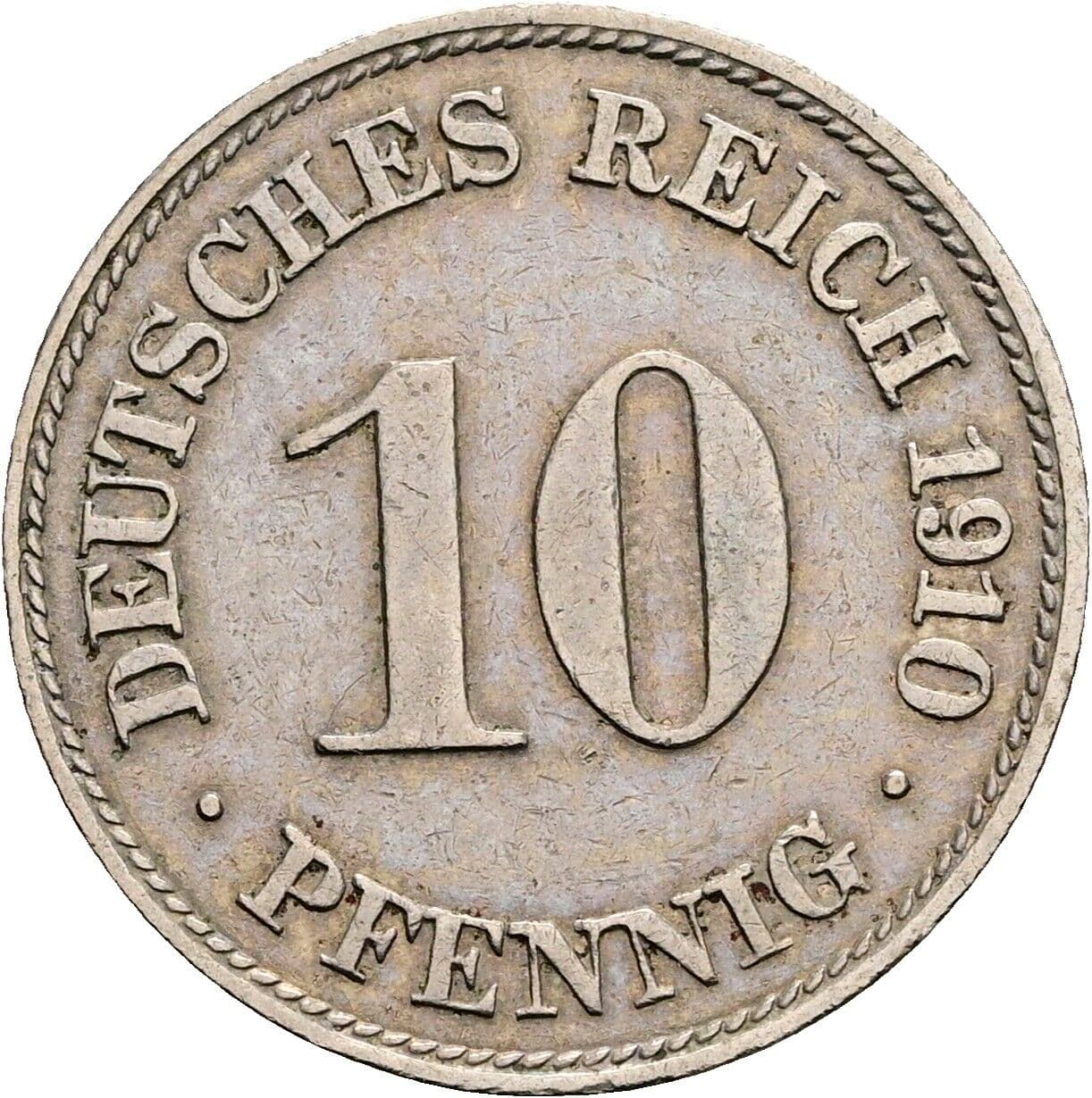 10 Pfennig 1910 D – Vorderseite