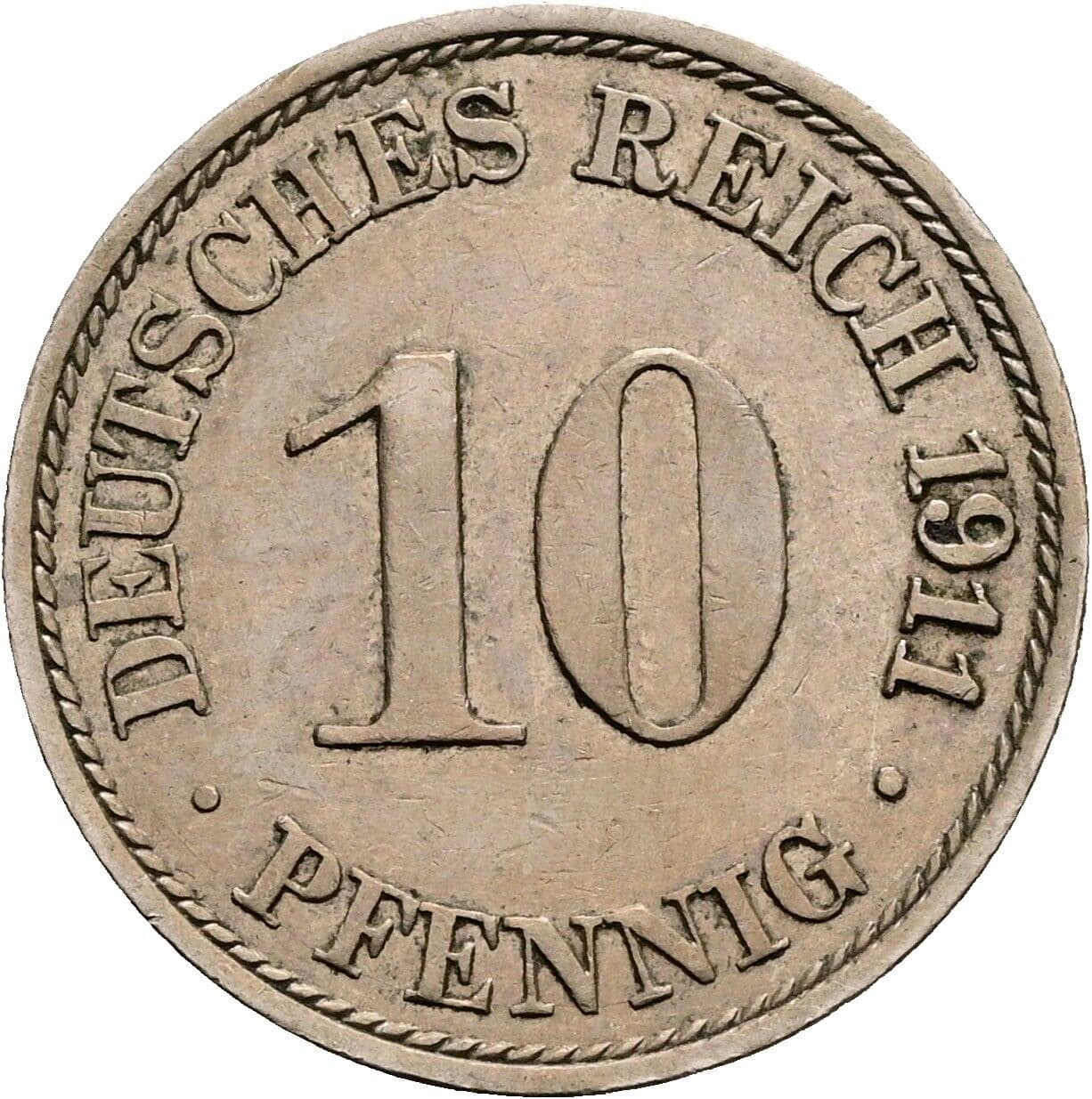10 Pfennig 1911 A – Vorderseite