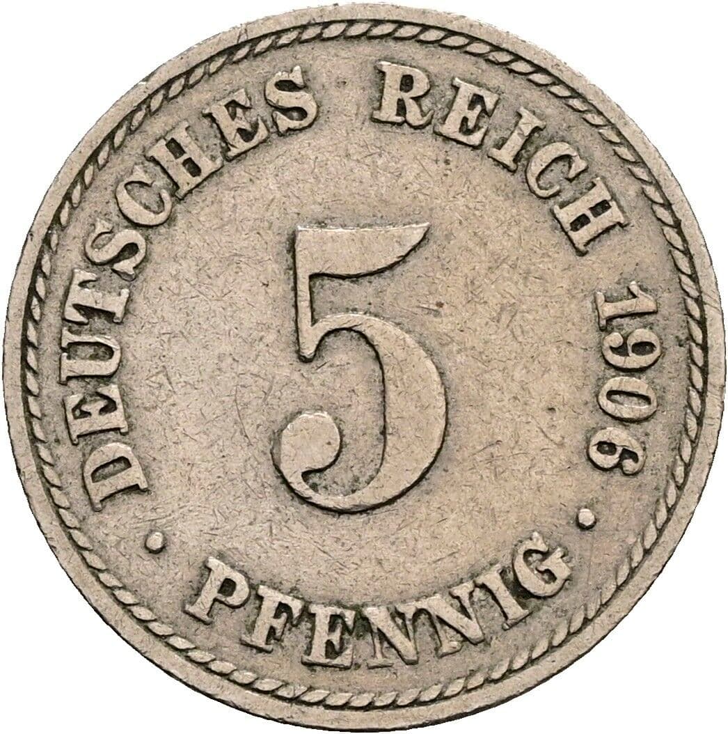 5 Pfennig 1906 A – Vorderseite