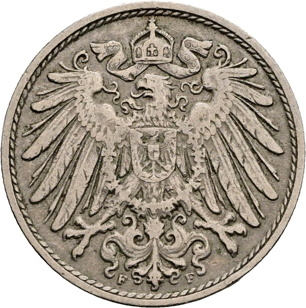 10 Pfennig 1908 F – Rückseite