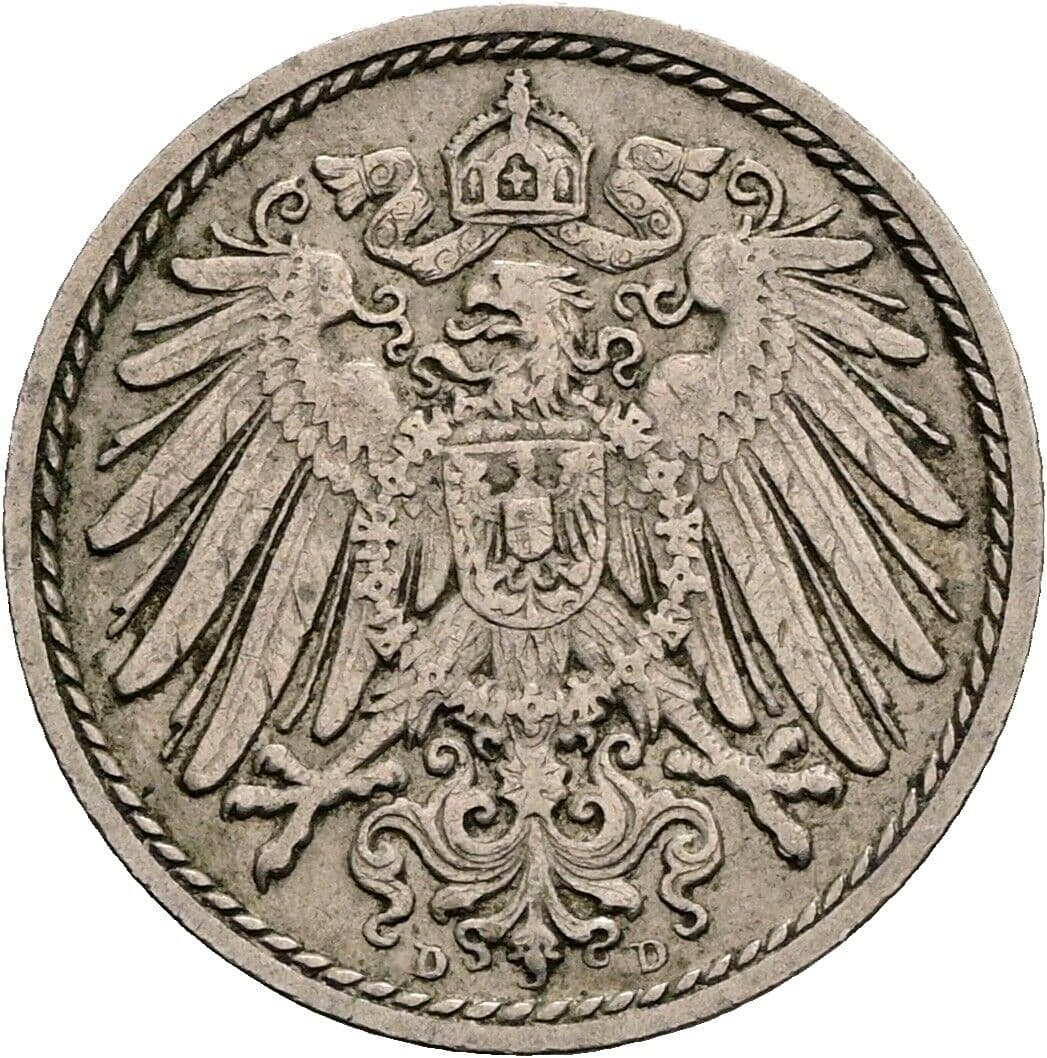 5 Pfennig 1904 D – Rückseite