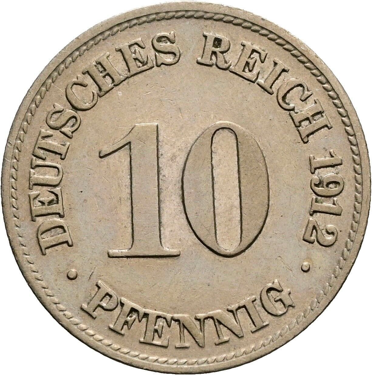 10 Pfennig 1912 D – Vorderseite