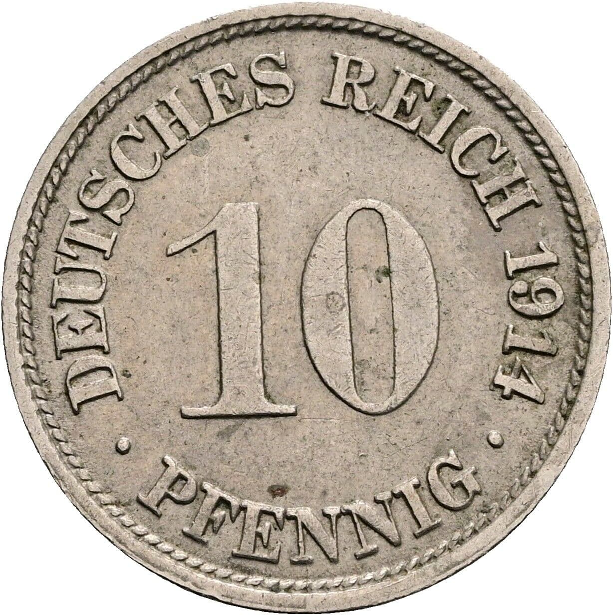 10 Pfennig 1914 F – Vorderseite