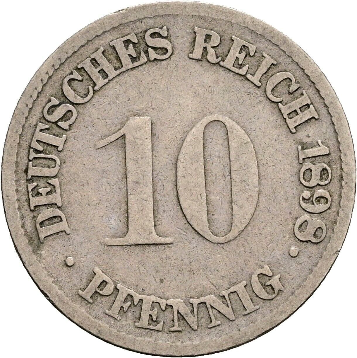 10 Pfennig 1898 G – Vorderseite