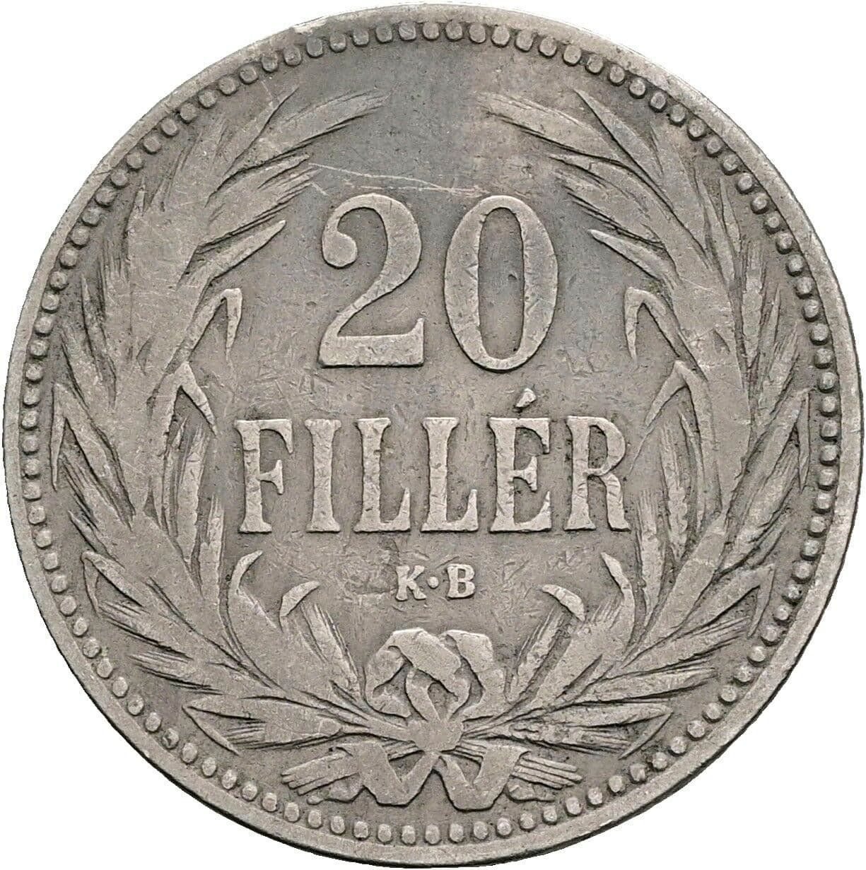 20 Filler Franz Joseph I. 1848-1916 1893 – Vorderseite