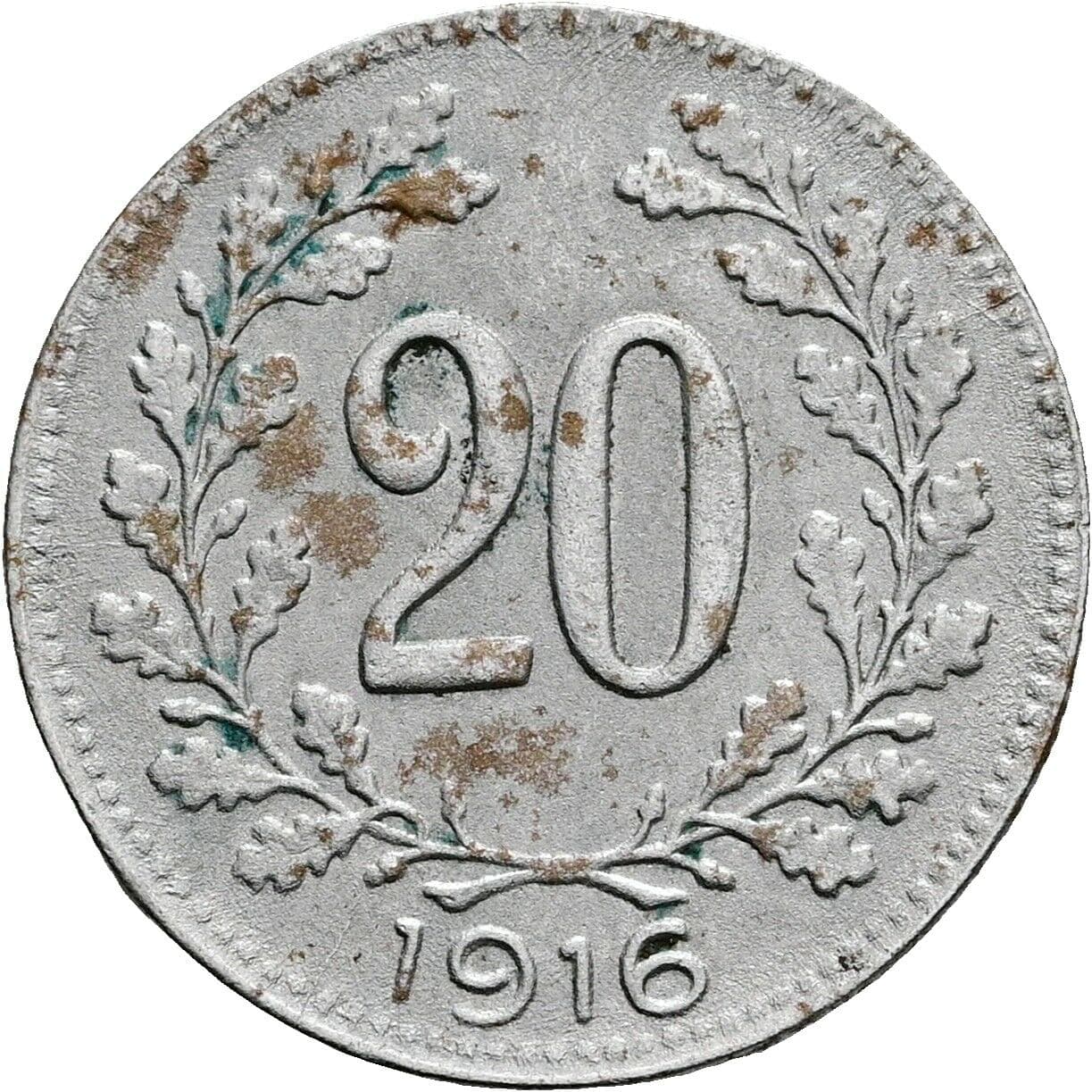 20 Heller Franz Joseph I. 1848-1916 1916 – Vorderseite
