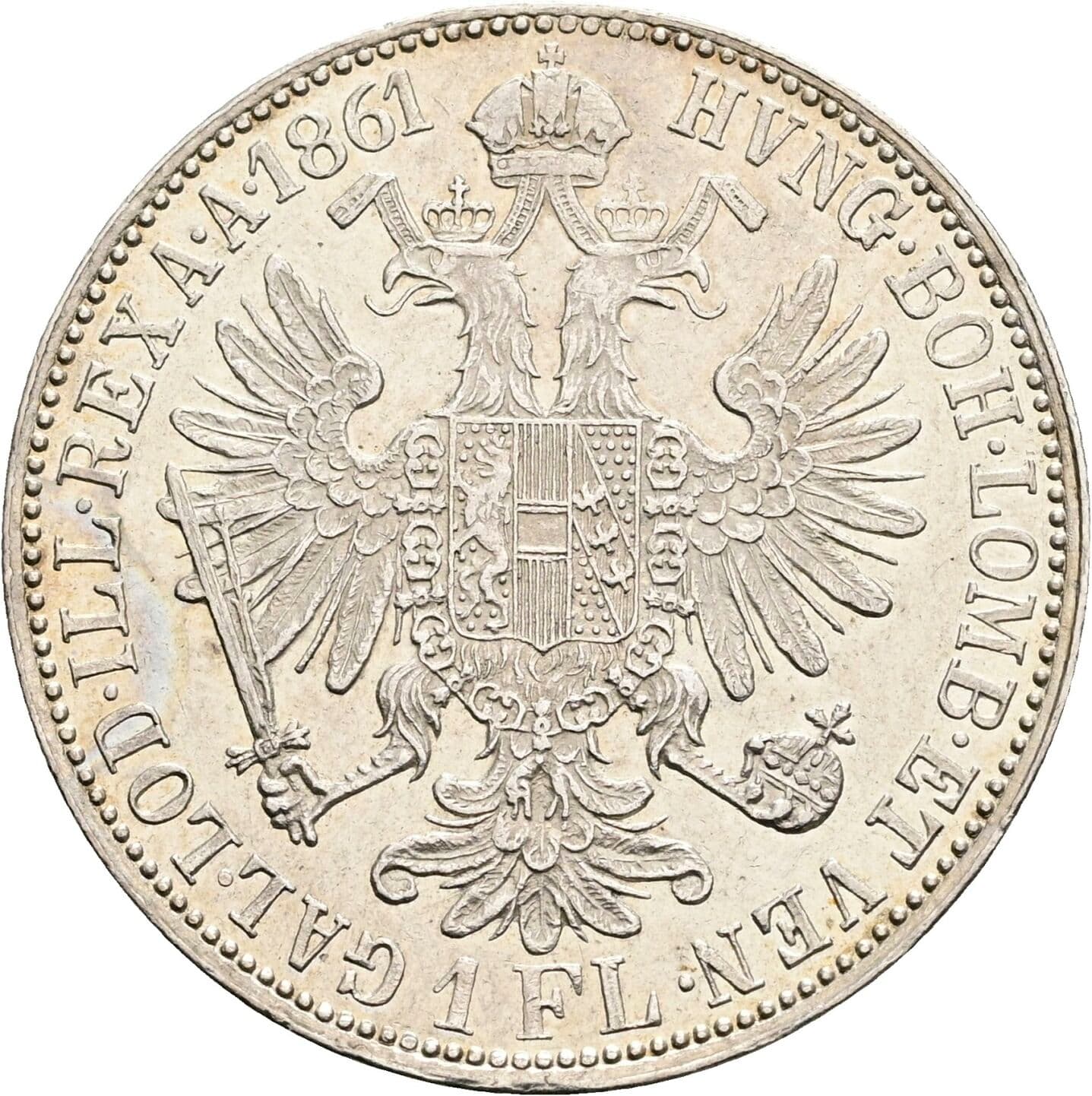 1 Gulden Franz Joseph I. 1848-1916 1861 A – Rückseite