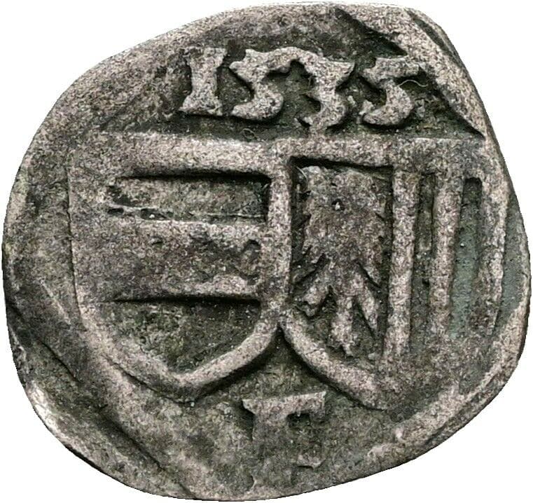 Pfennig Ferdinand I. 1535 Linz – Vorderseite