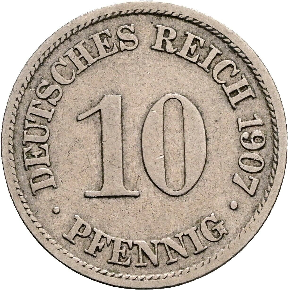 10 Pfennig 1907 A – Vorderseite