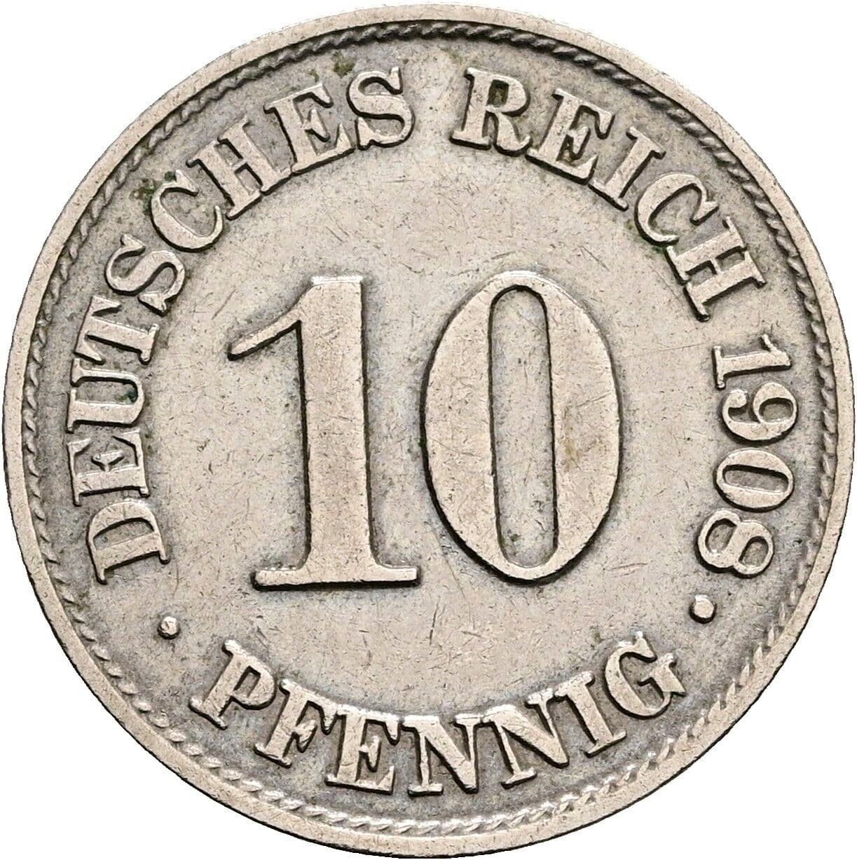 10 Pfennig 1908 A – Vorderseite