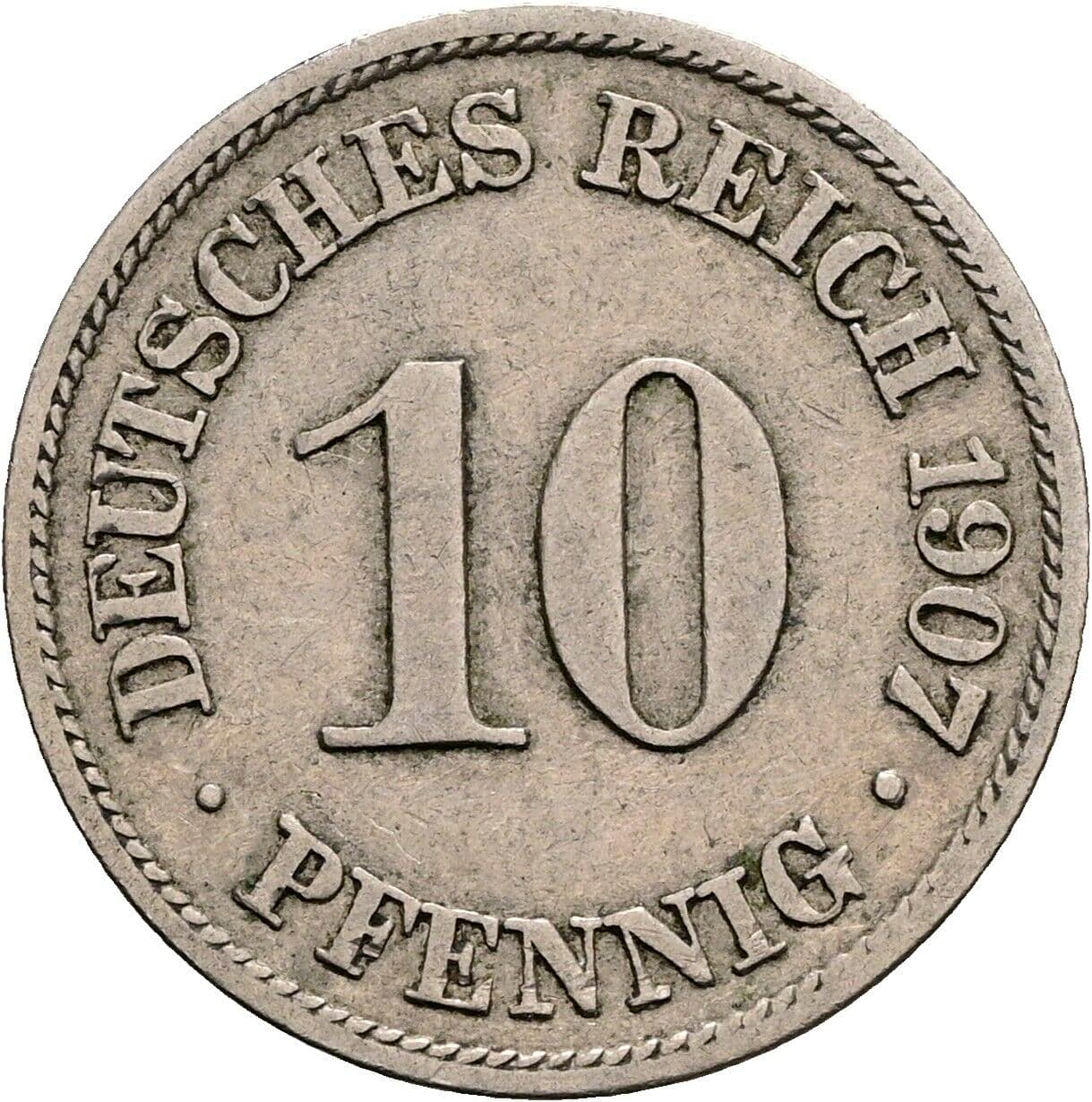 10 Pfennig 1907 A – Vorderseite