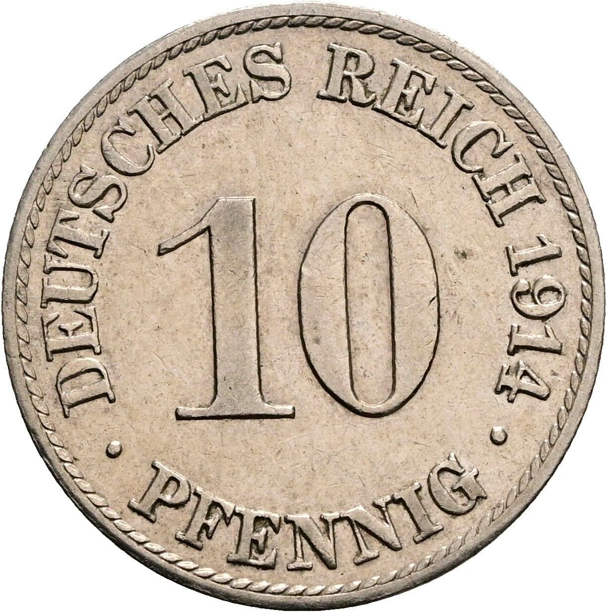 10 Pfennig 1914 A – Vorderseite
