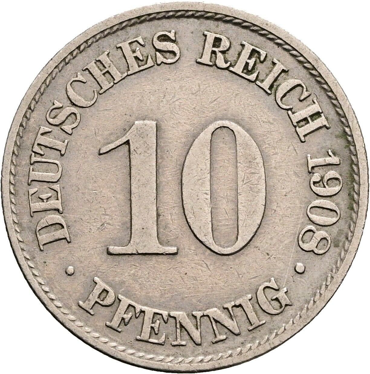 10 Pfennig 1908 A – Vorderseite