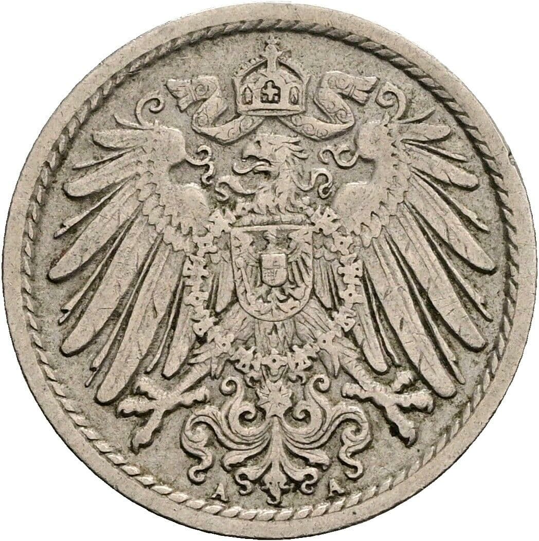 5 Pfennig 1908 A – Rückseite