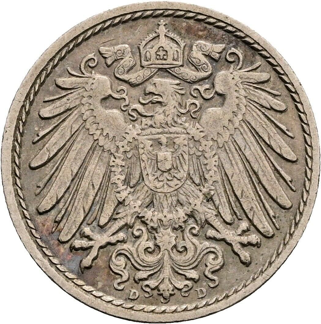 5 Pfennig 1910 D – Rückseite