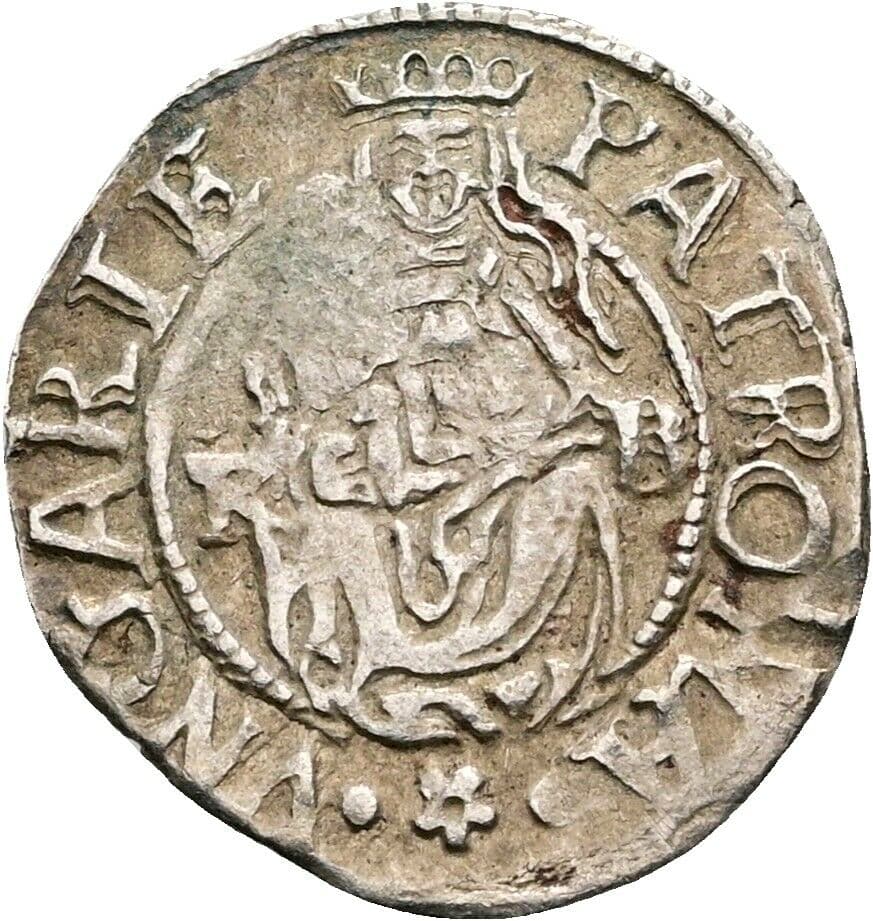 Denar Rudolf II. 1579 KB, Kremnitz – Vorderseite