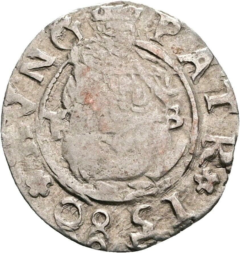 Denar Rudolf II. 1580 KB, Kremnitz – Vorderseite