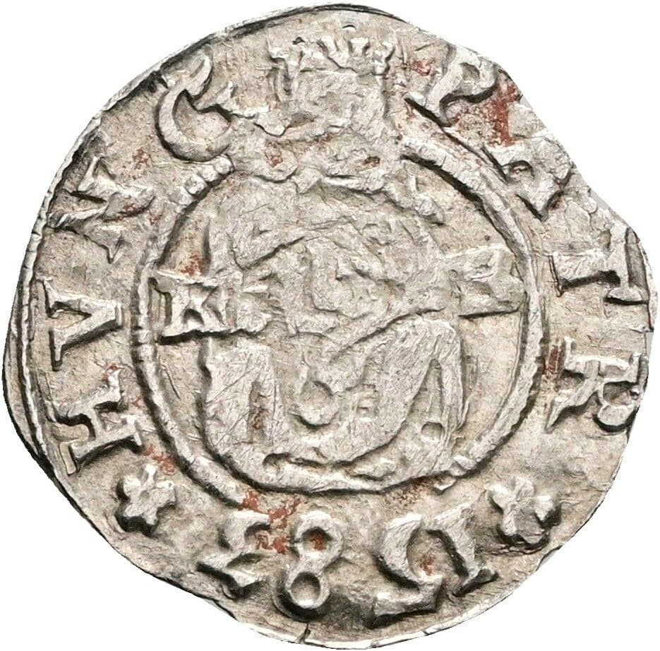 Denar Rudolf II. 1583 KB, Kremnitz – Vorderseite
