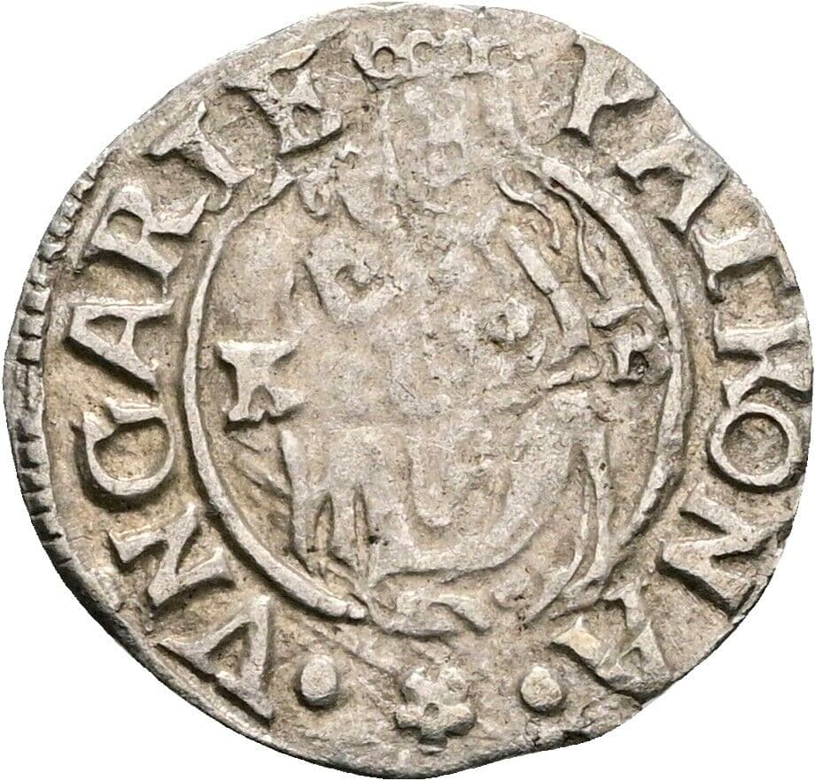 Denar Rudolf II. 1579 KB, Kremnitz – Vorderseite