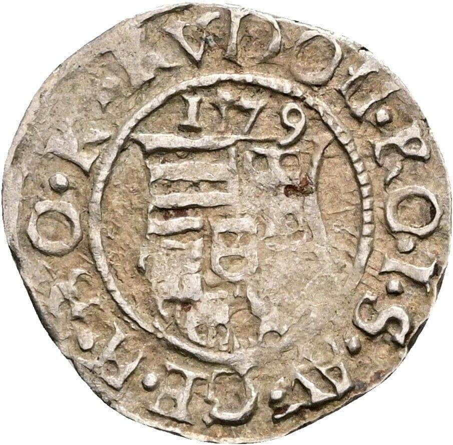 Denar Rudolf II. 1579 KB, Kremnitz – Rückseite