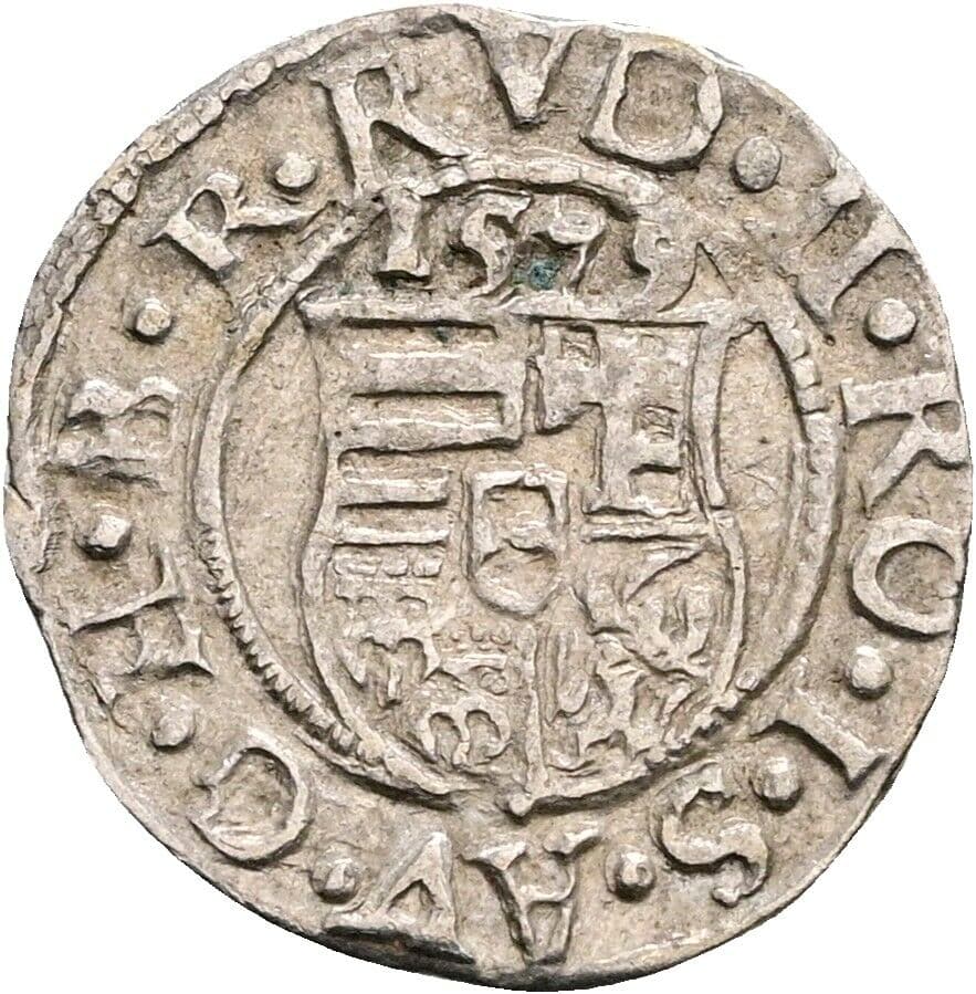 Denar Rudolf II. 1579 KB, Kremnitz – Rückseite
