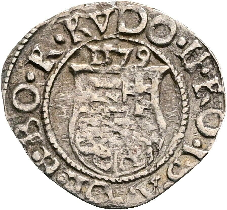 Denar Rudolf II. 1579 KB, Kremnitz – Rückseite