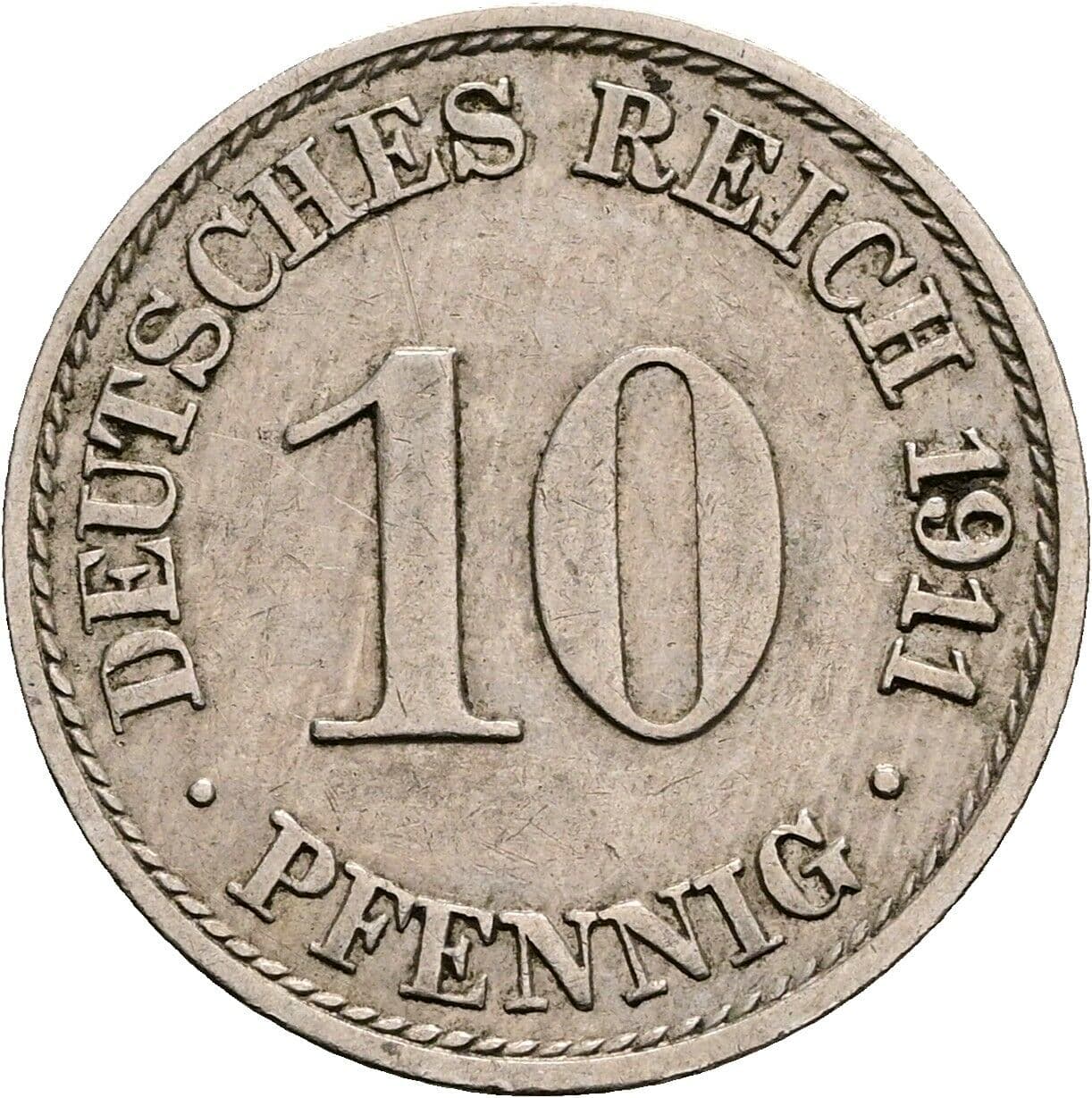10 Pfennig 1911 A – Vorderseite