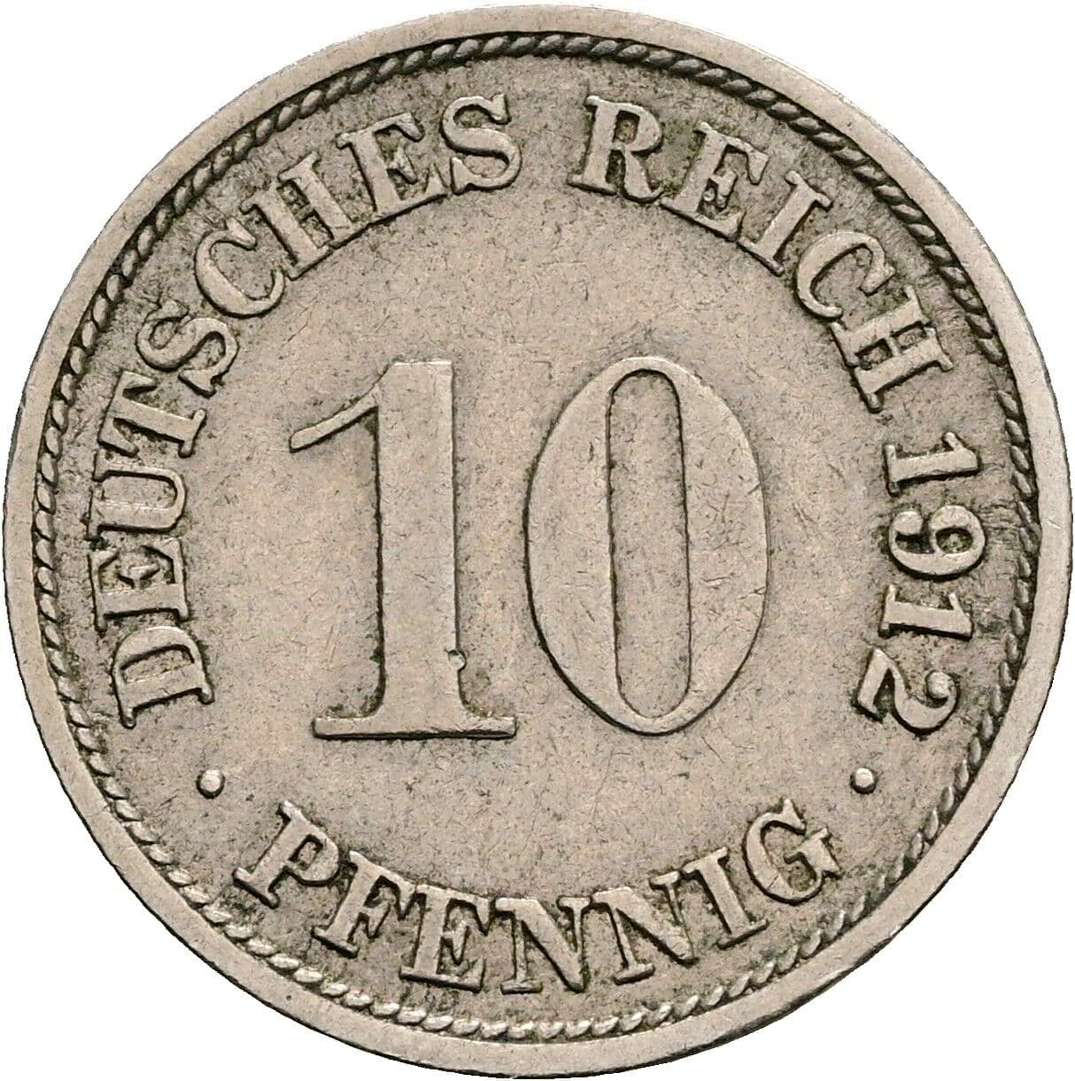 10 Pfennig 1912 F – Vorderseite